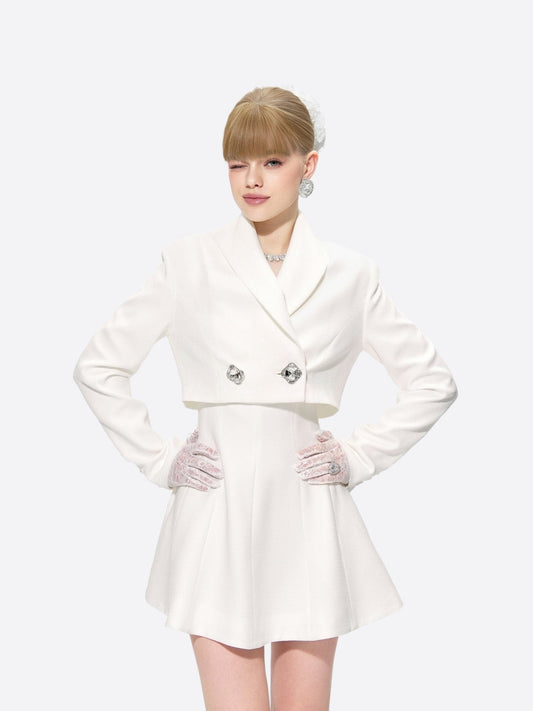 Veronica Crop Blazer (White)