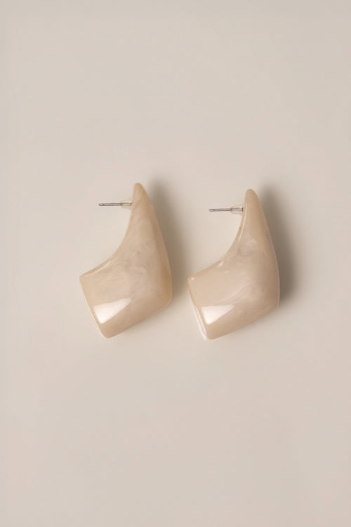 Ivory Sculpt Resin Earrings