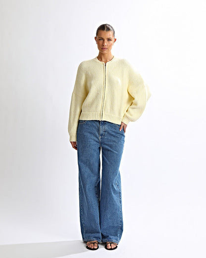 Elliot Knit Zip Jumper Pale Yellow