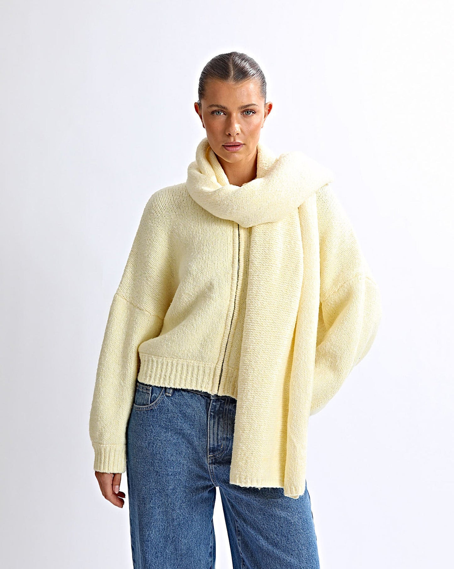 Elliot Knit Zip Jumper Pale Yellow