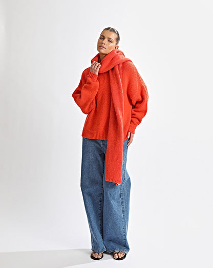 Elliot Knit Scarf Red Marl
