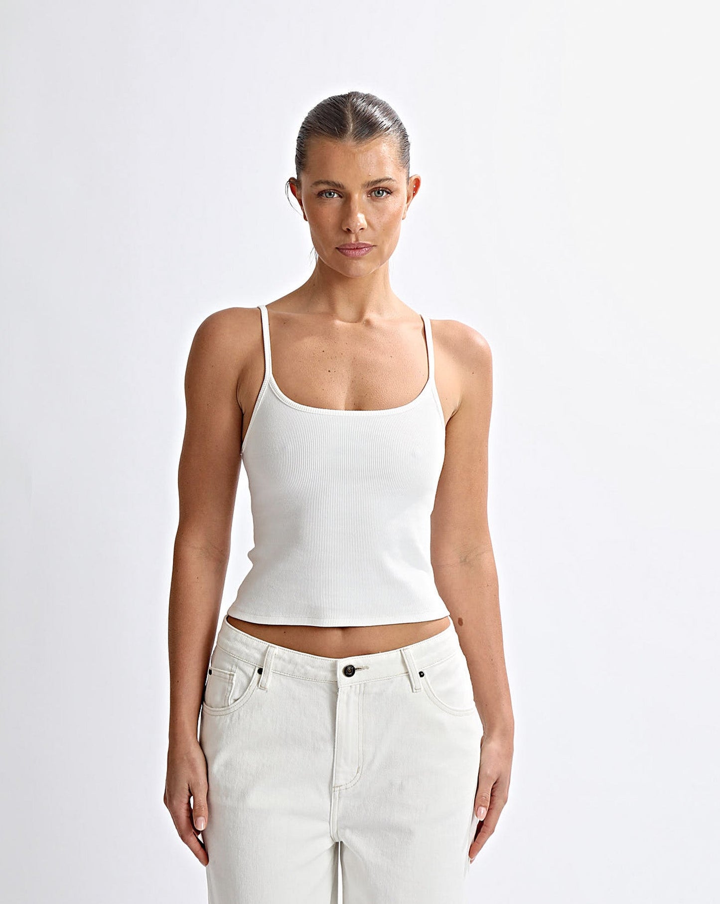 Noah Jeans White Cropped