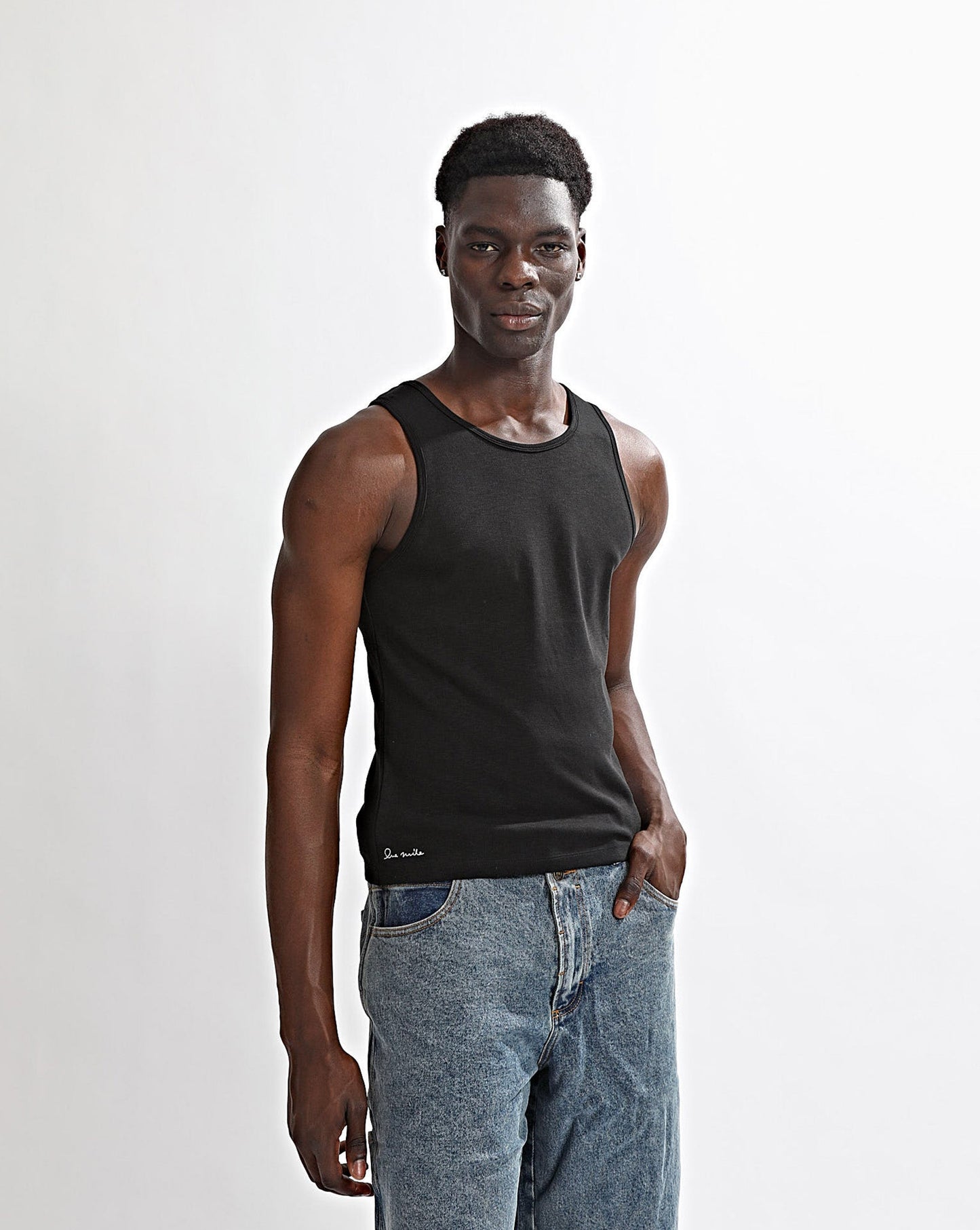 Elijah Rib Tank Black