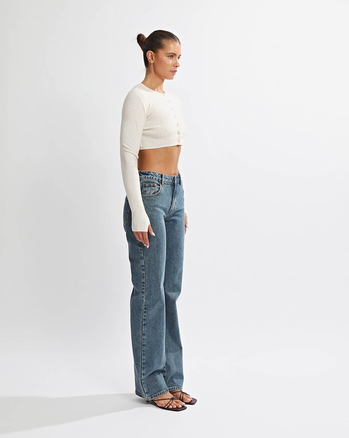 Nori Knit Cropped Cardigan Cream