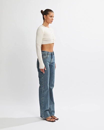 Nori Knit Cropped Cardigan Cream