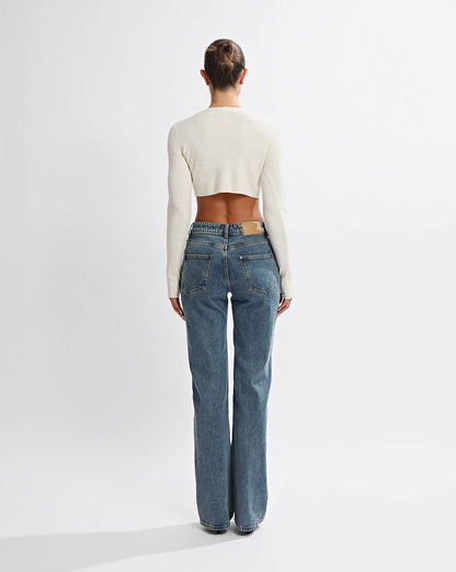Nori Knit Cropped Cardigan Cream