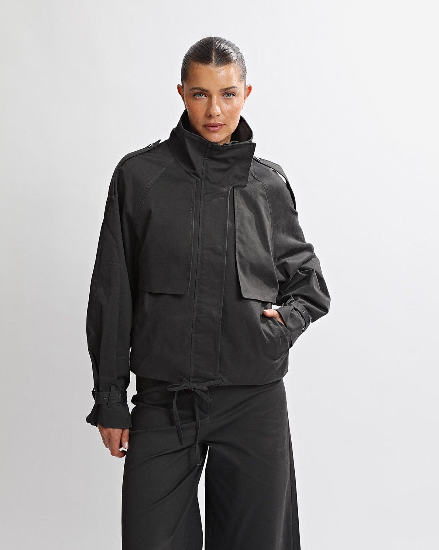 Harper Funnel Neck Jacket Steel