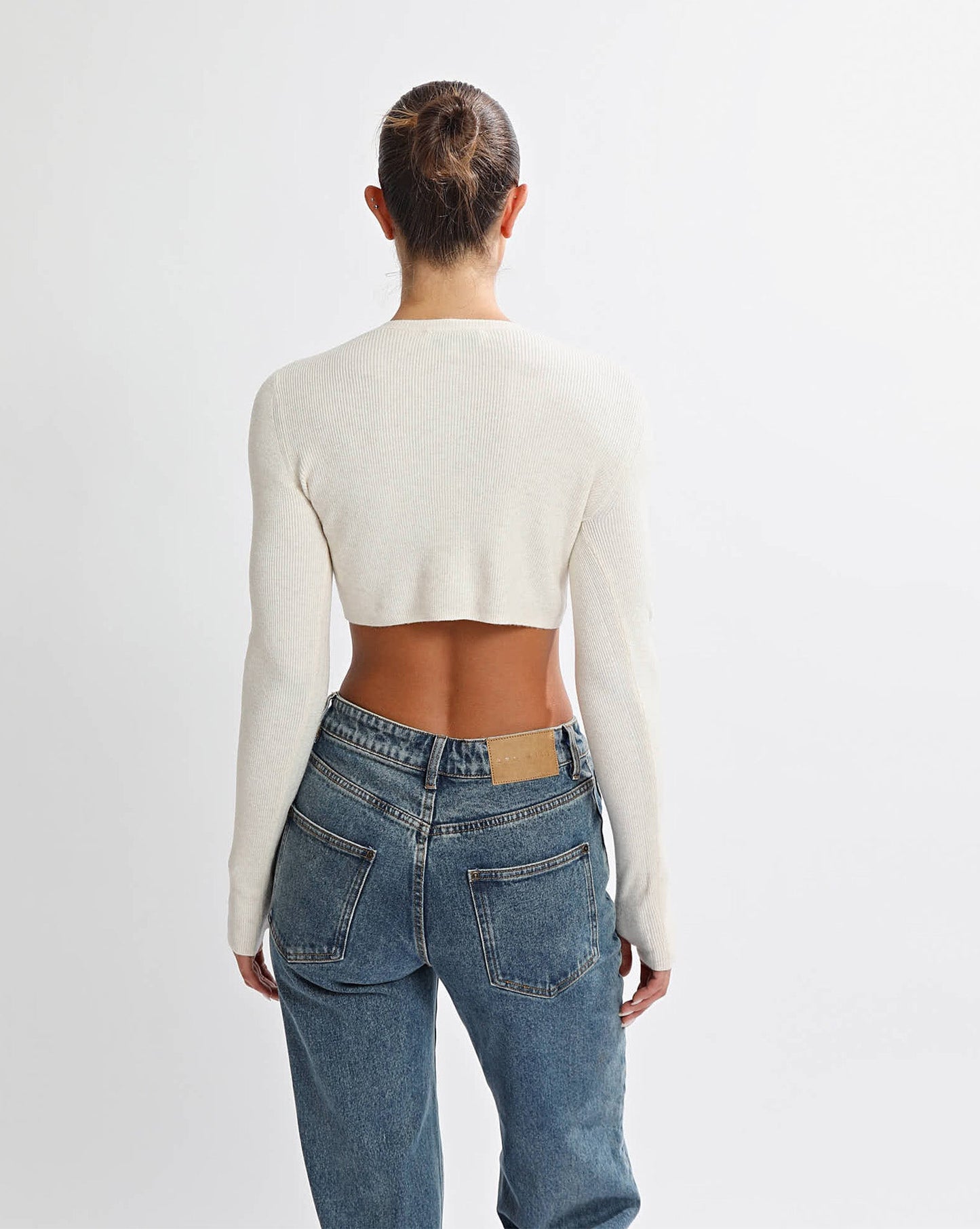 Nori Knit Cropped Cardigan Cream