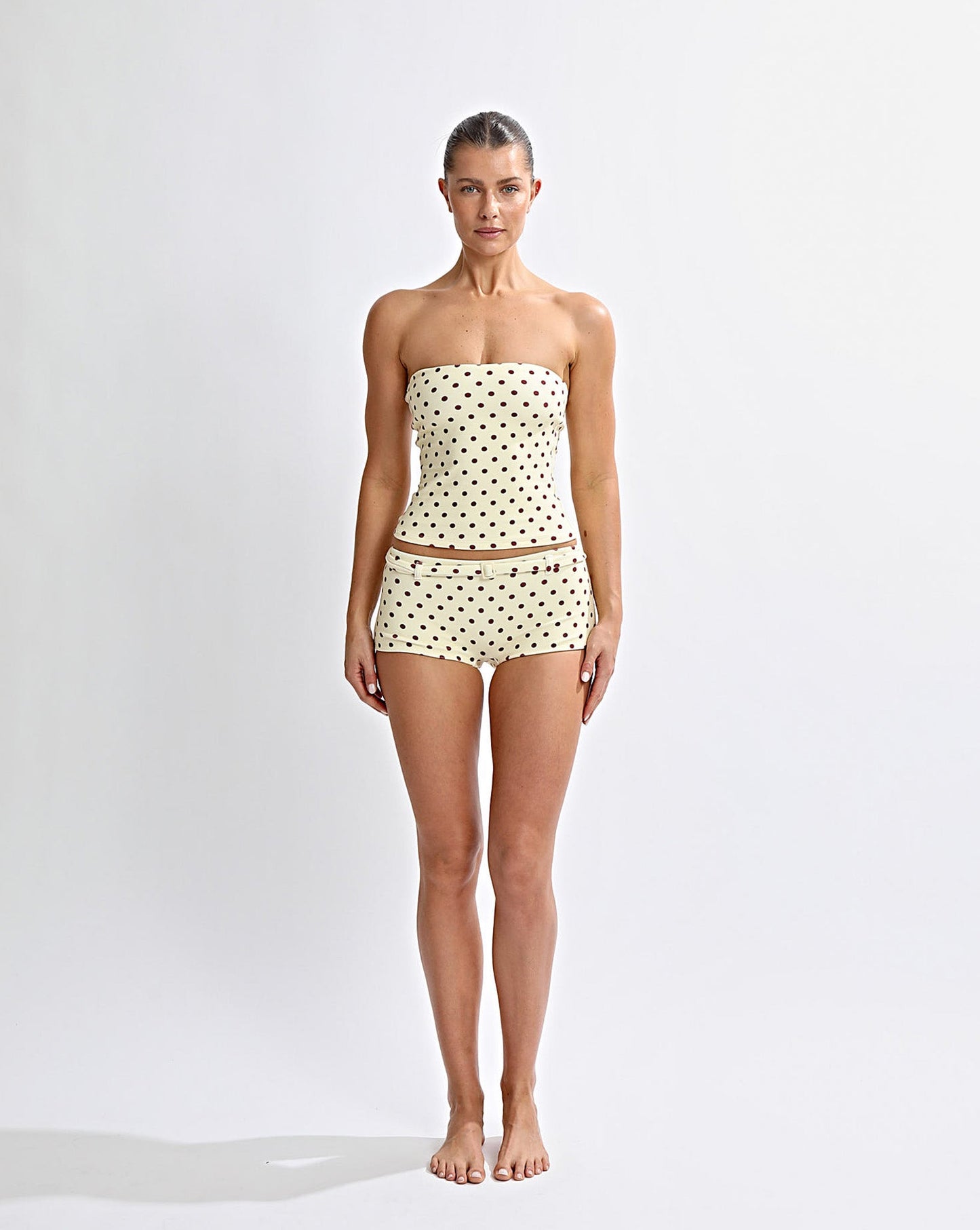 Nali Strapless Top Yellow Polka