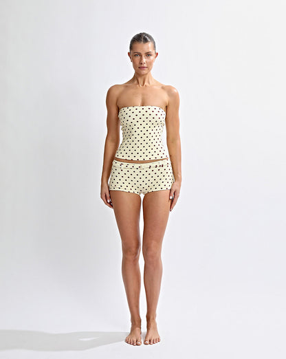 Nali Strapless Top Yellow Polka