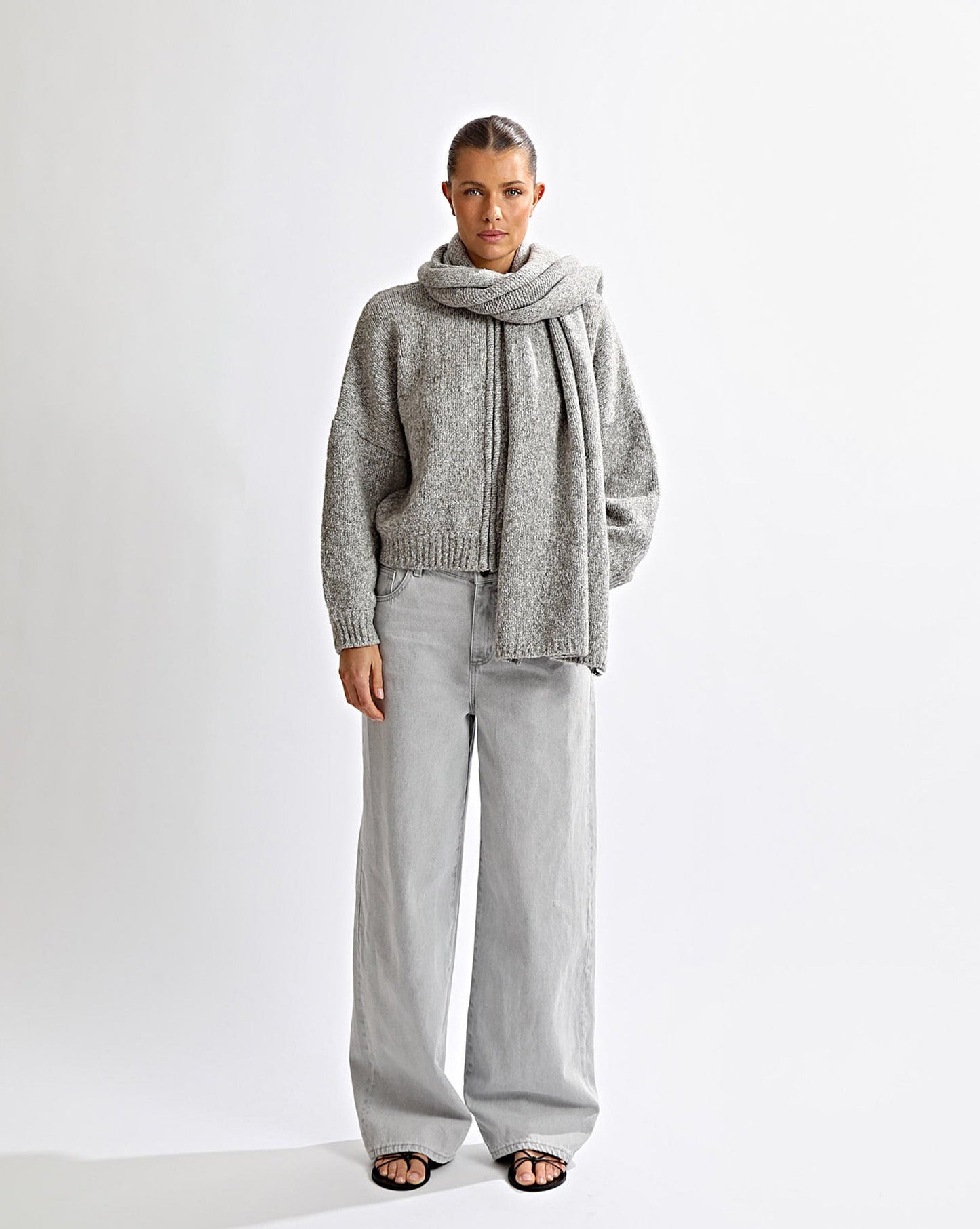 Elliot Knit Scarf Grey Marl