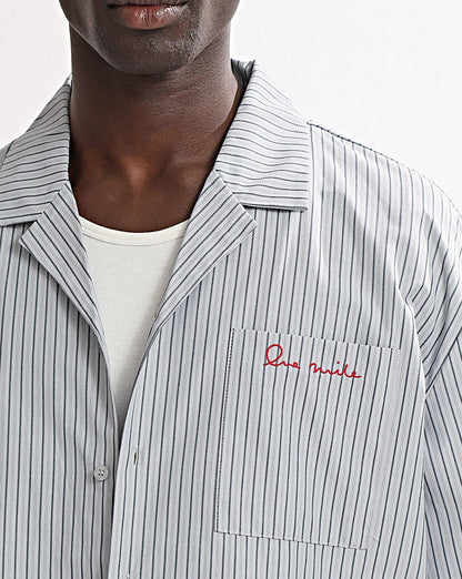 Theo Short Sleeve Shirt Grey Stripe