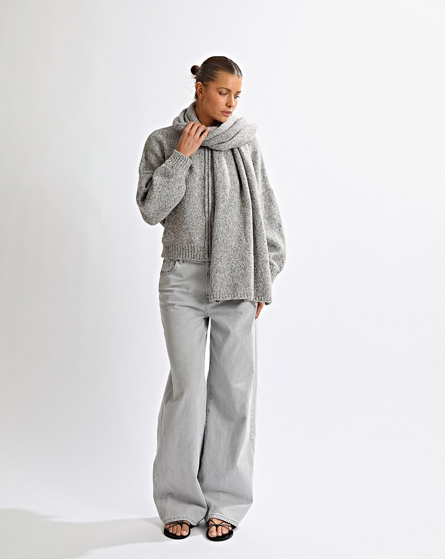 Elliot Knit Scarf Grey Marl