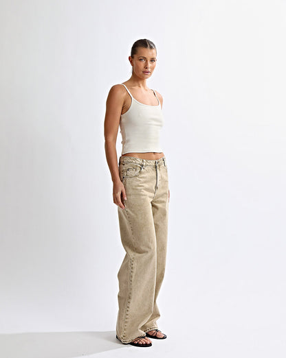 Noah Jeans Beige Cropped