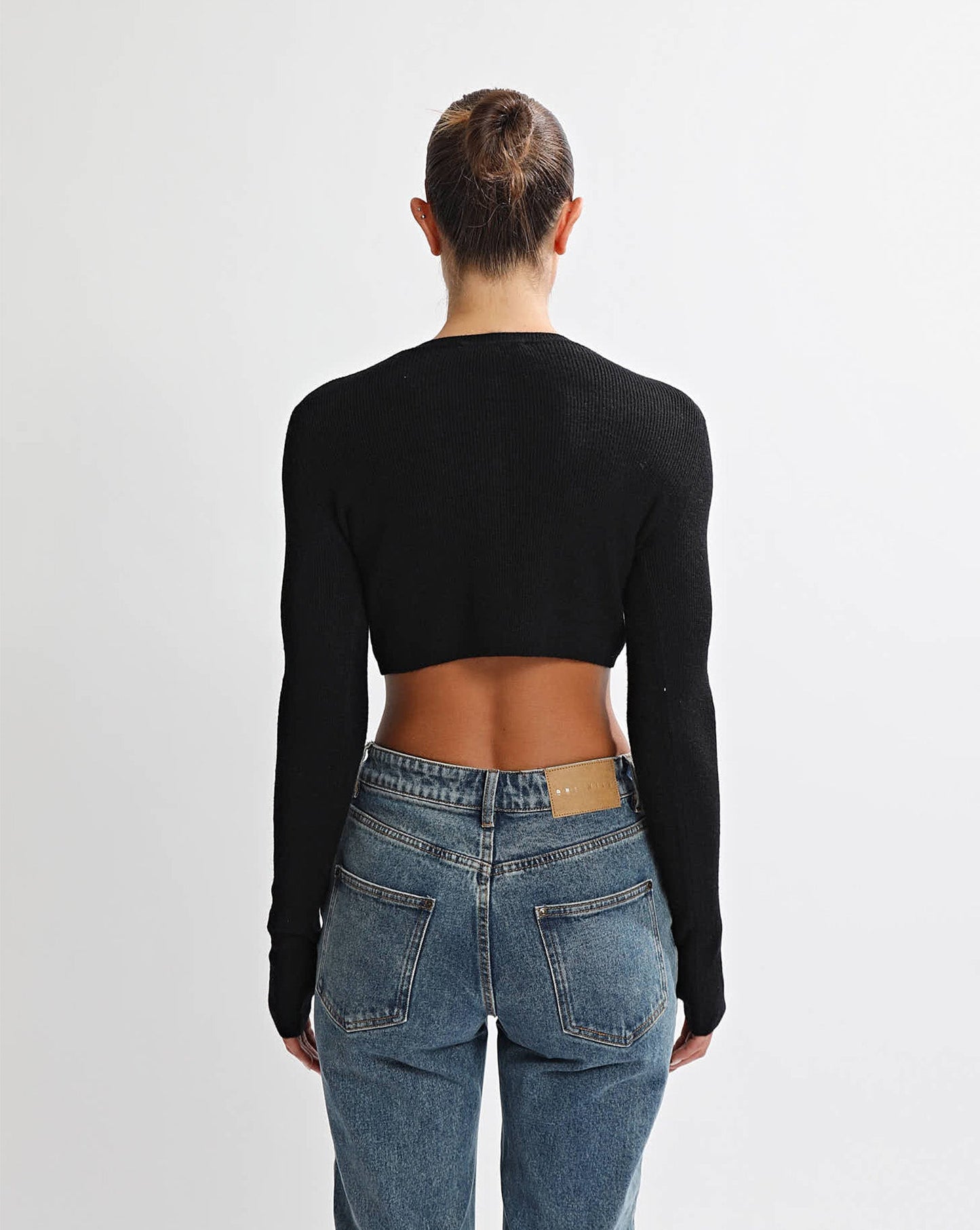 Nori Knit Cropped Cardigan Black