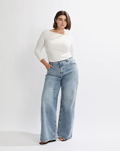 Samantha Quarter Sleeve Top White