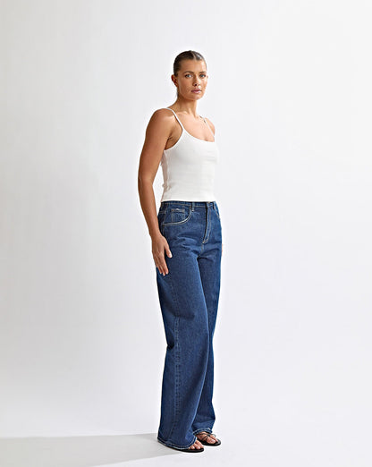 Harley High Rise Jeans Vintage Blue Cropped