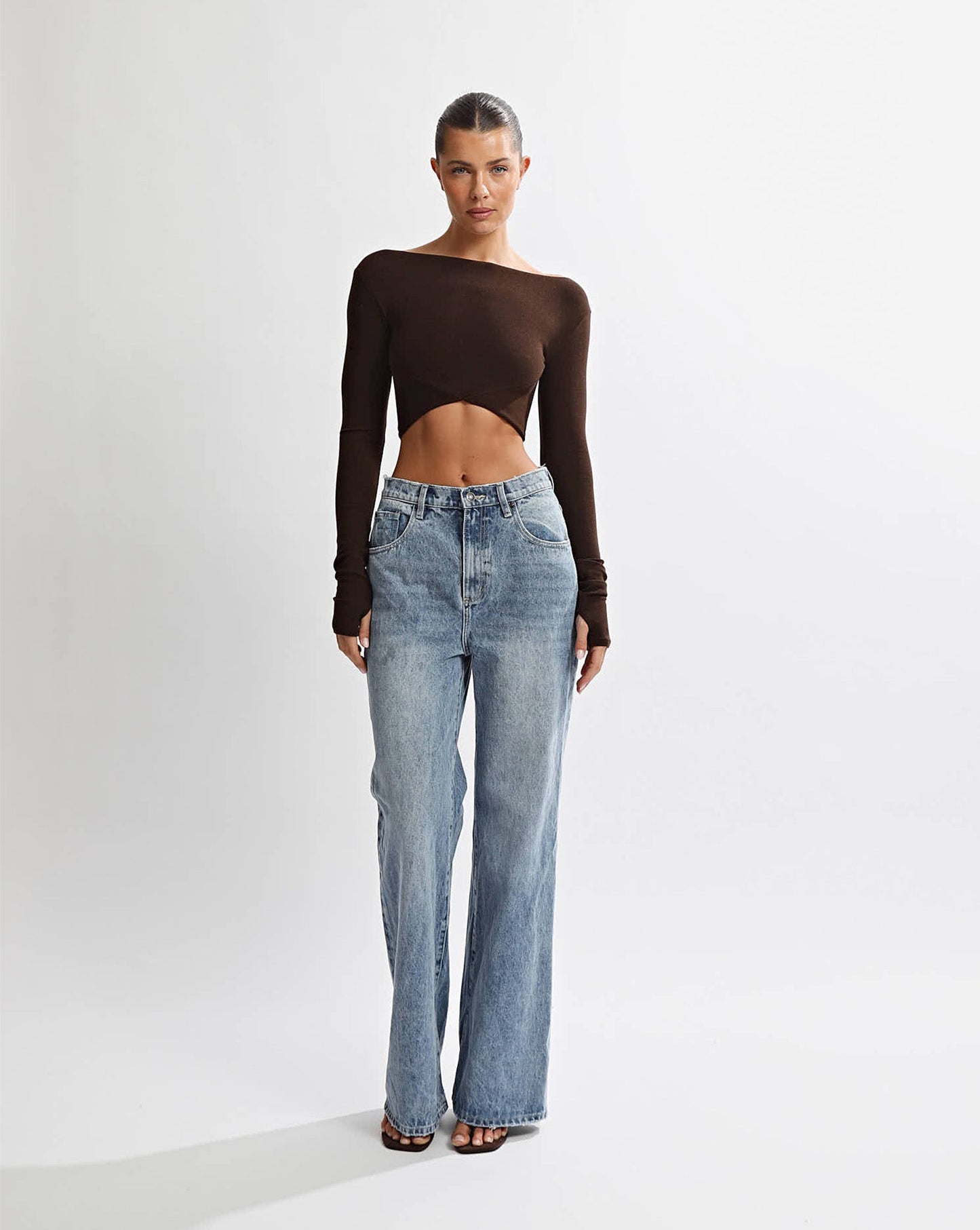 Ezra Long Sleeve Top Brown