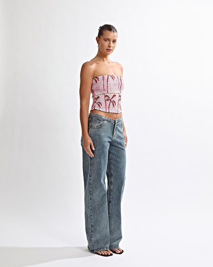 Lola Strapless Top Pink Tonic