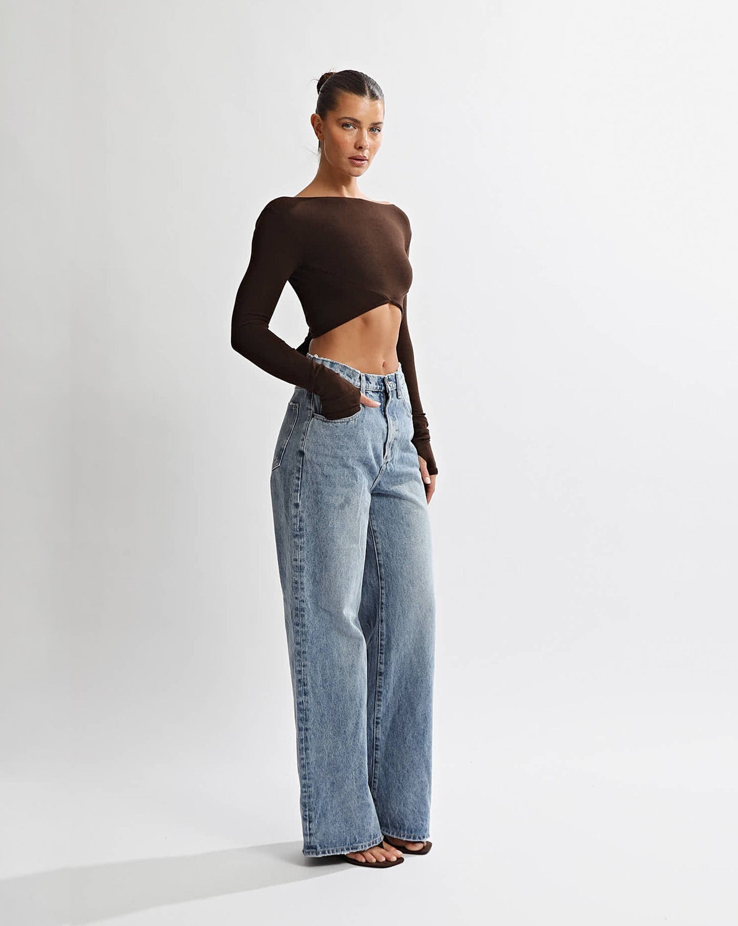 Ezra Long Sleeve Top Brown