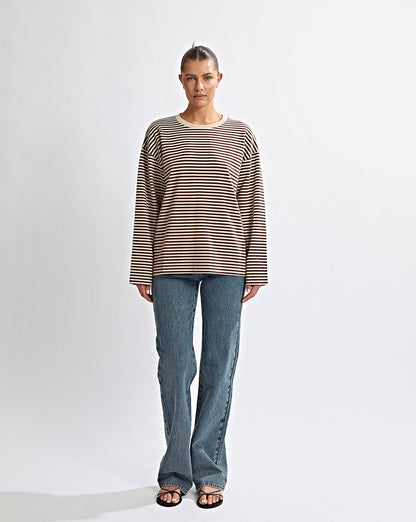 Milan Long Sleeve Top Coffee/Cream