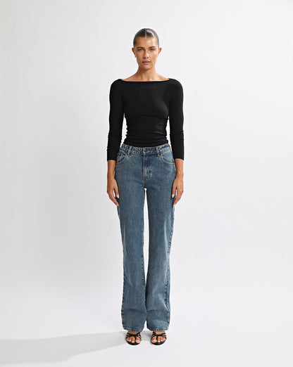 Samantha Quarter Sleeve Top Black