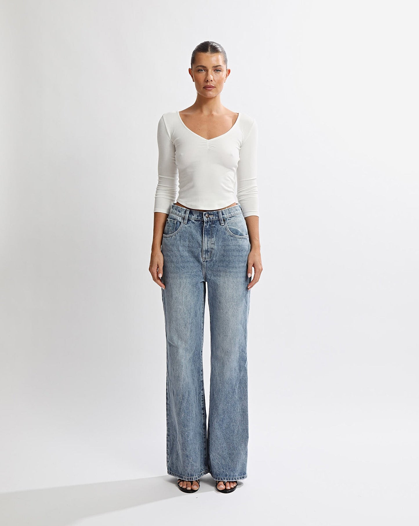 Samantha V Neck Top White