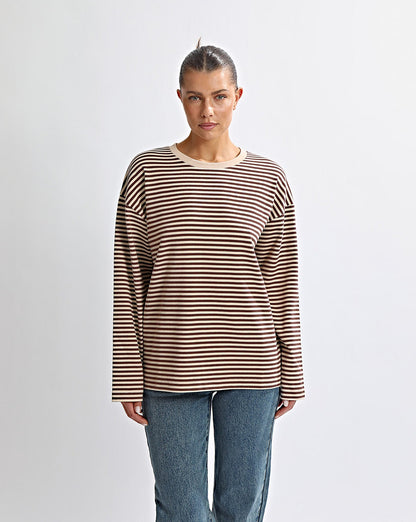 Milan Long Sleeve Top Coffee/Cream