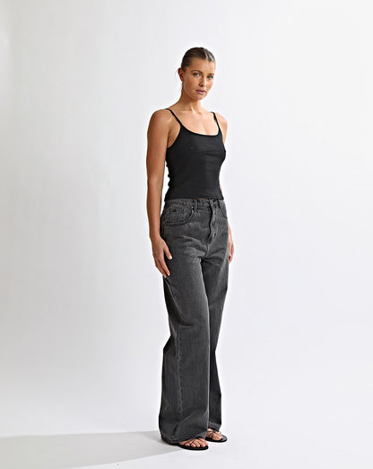 Harley High Rise Jeans Black Cropped