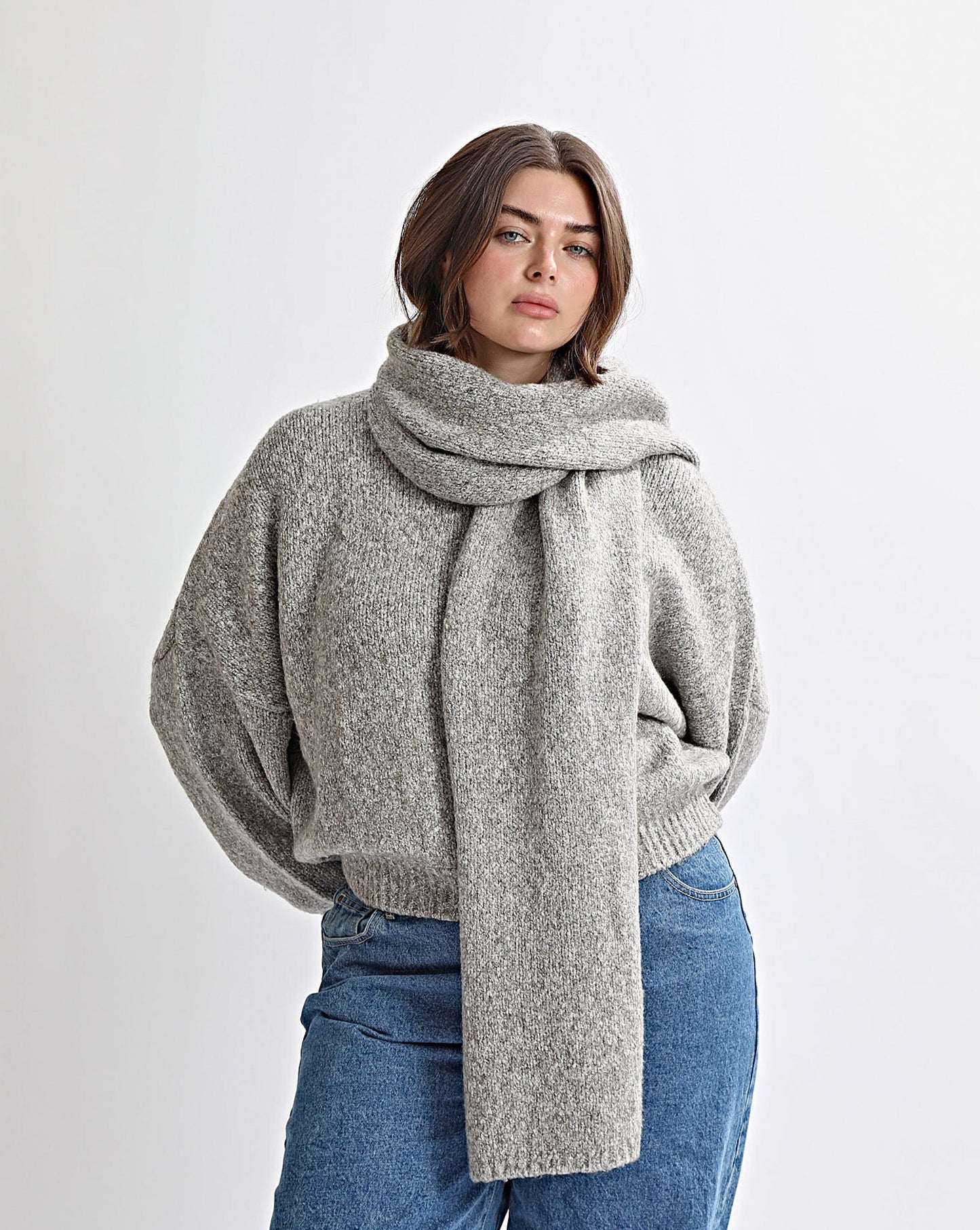 Elliot Knit Scarf Grey Marl