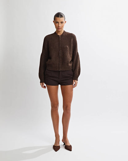 Elliot Knit Zip Jumper Chocolate