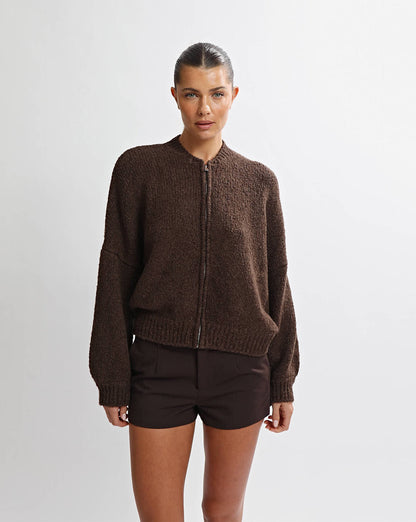 Elliot Knit Zip Jumper Chocolate
