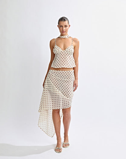 Adriana Sheer Skirt Yellow Polka