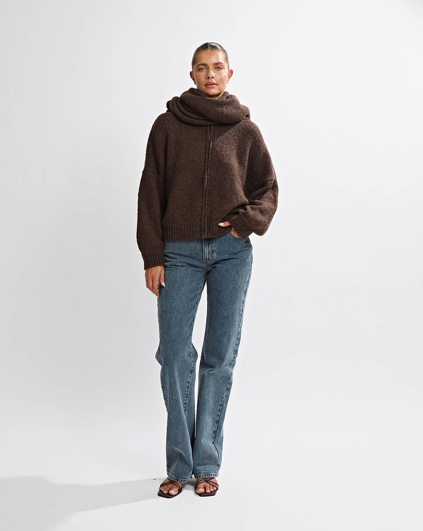 Elliot Knit Zip Jumper Chocolate