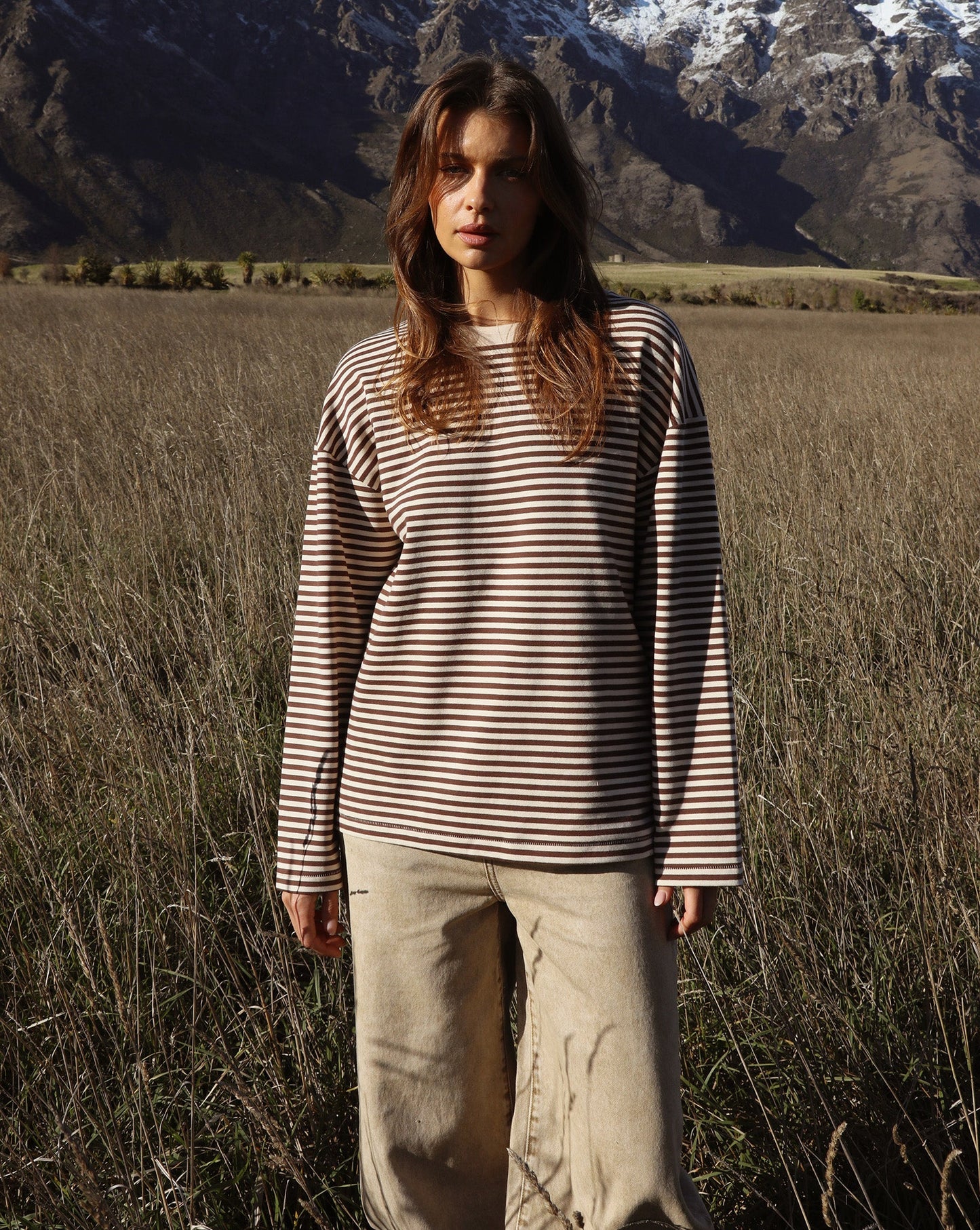Milan Long Sleeve Top Coffee/Cream