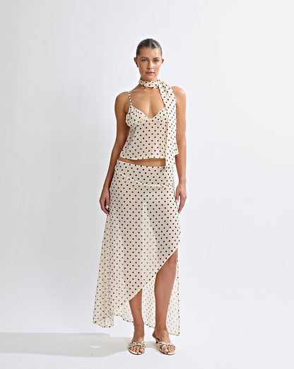 Adriana Sheer Skirt Yellow Polka
