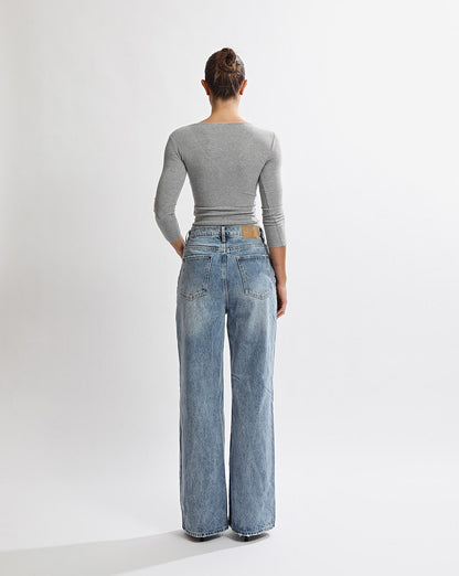 Samantha V Neck Top Grey Marl