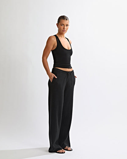 Dion Knit Pants Black Cropped