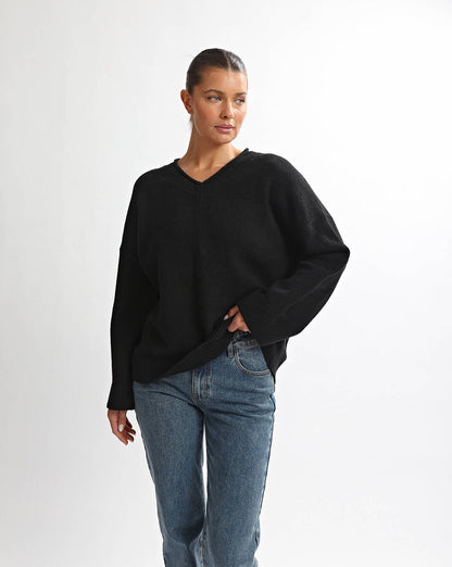 Lenny V Neck Jumper Black