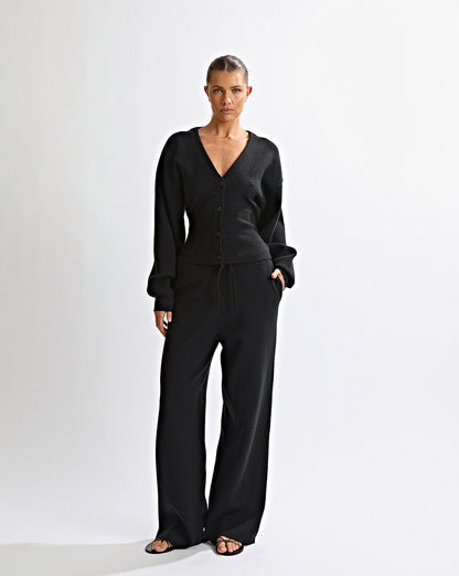 Dion Knit Pants Black Cropped