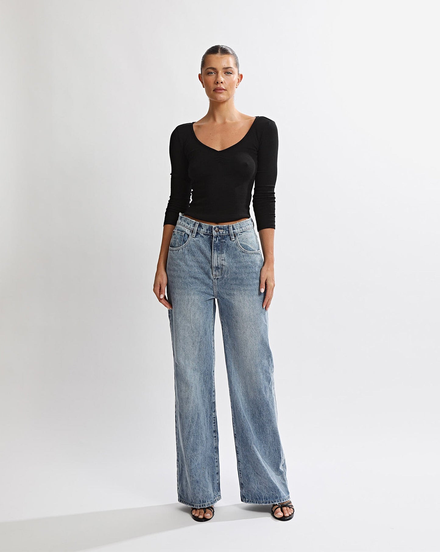 Samantha V Neck Top Black