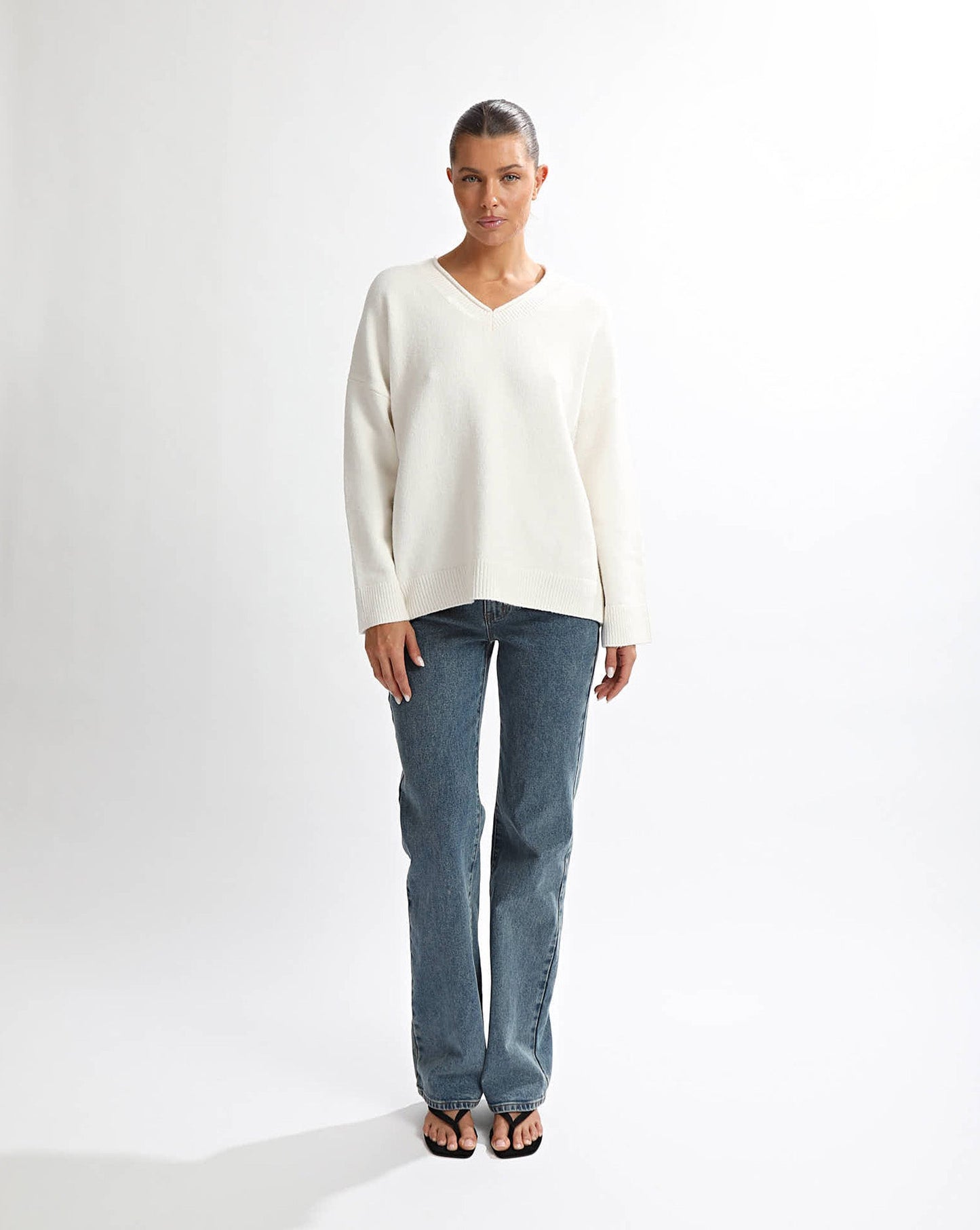 Lenny V Neck Jumper Cream