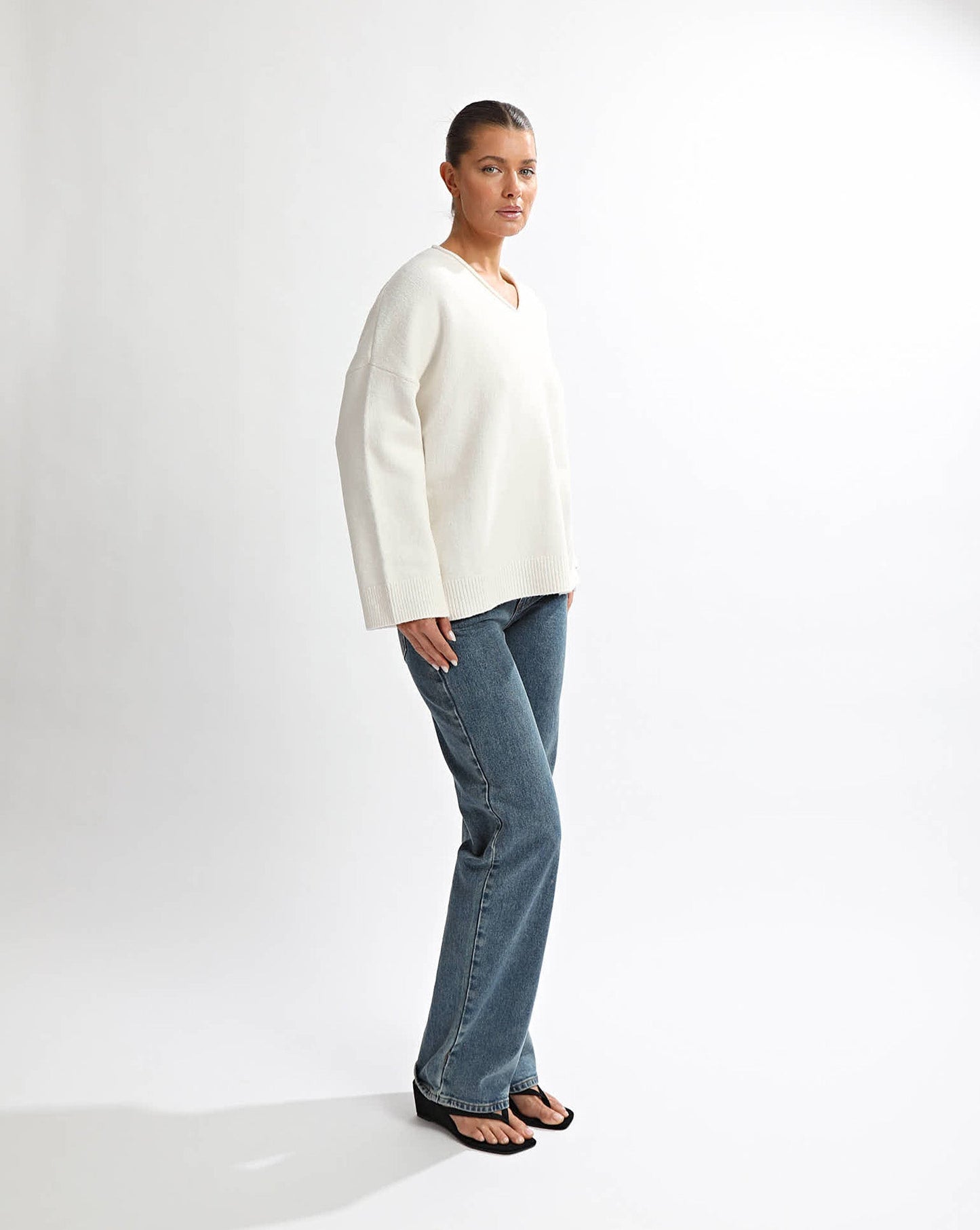 Lenny V Neck Jumper Cream