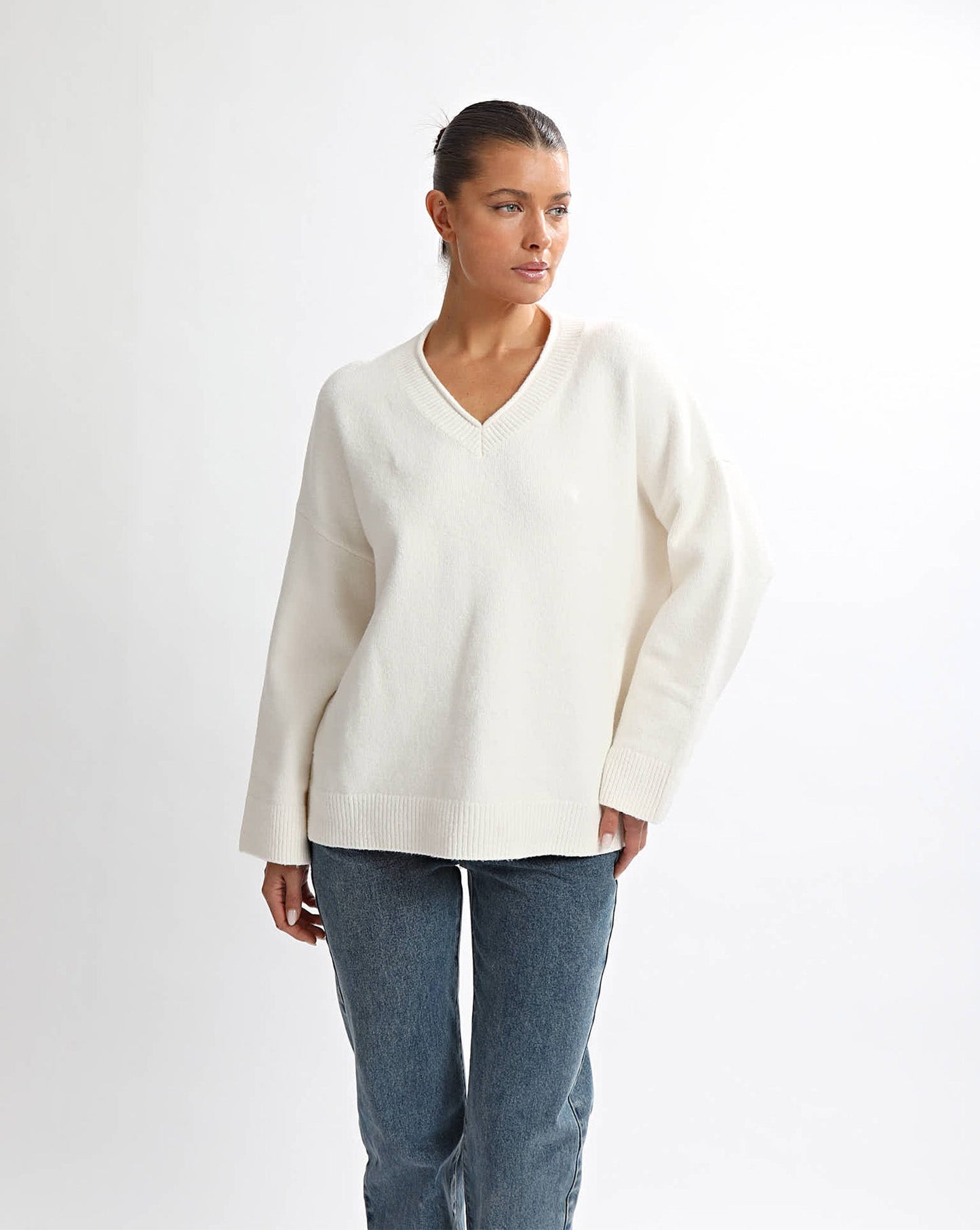 Lenny V Neck Jumper Cream