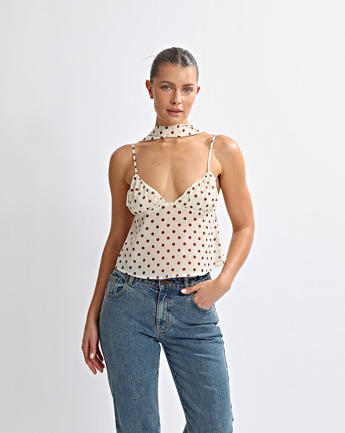 Adriana Top Yellow Polka