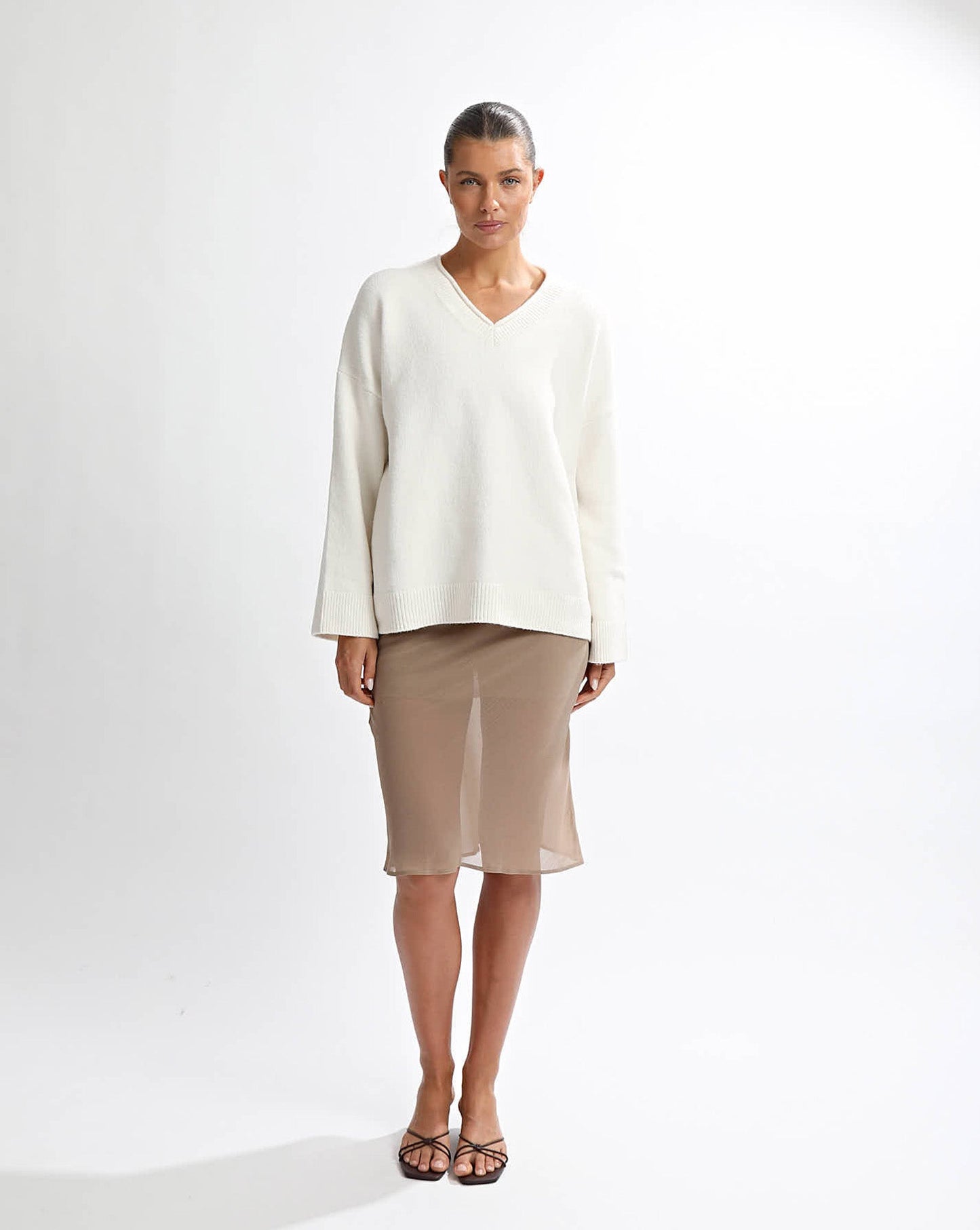 Lenny V Neck Jumper Cream