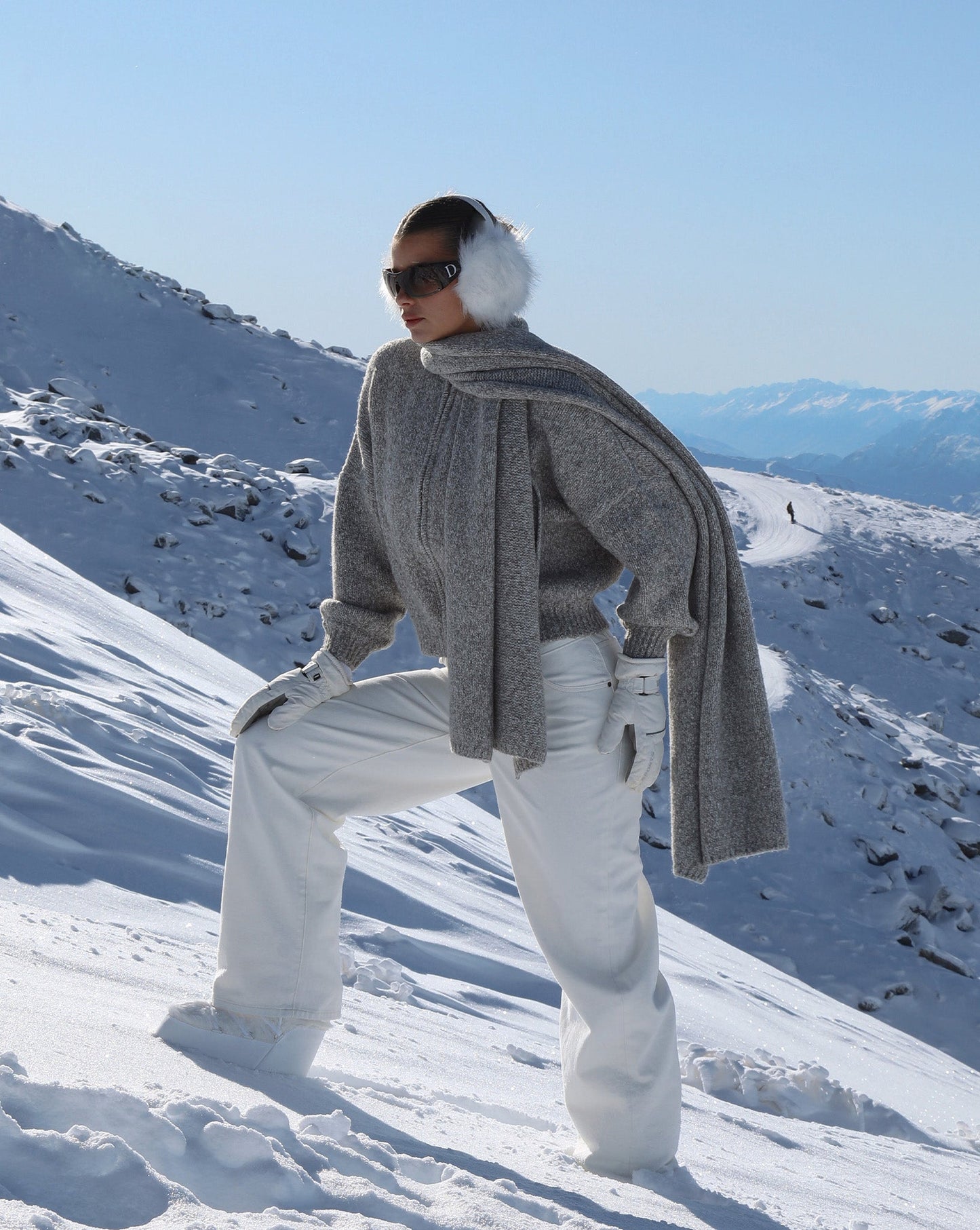 Elliot Knit Scarf Grey Marl