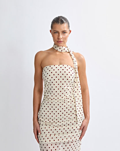 Adriana Midi Dress Yellow Polka