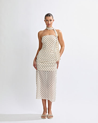 Adriana Midi Dress Yellow Polka