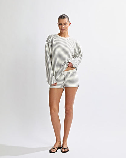 Milan Long Sleeve Top Grey/White